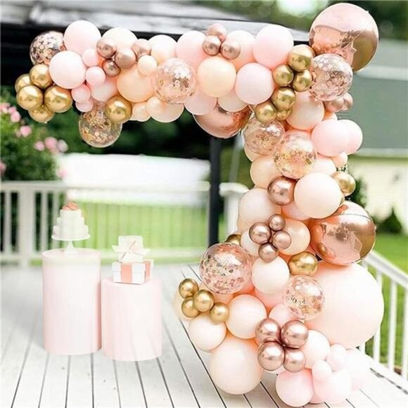 134pcs Macaron Orange Balloon Garland Arch Kit Metallic Chrome Ballons with 4D - Picture 1 of 7